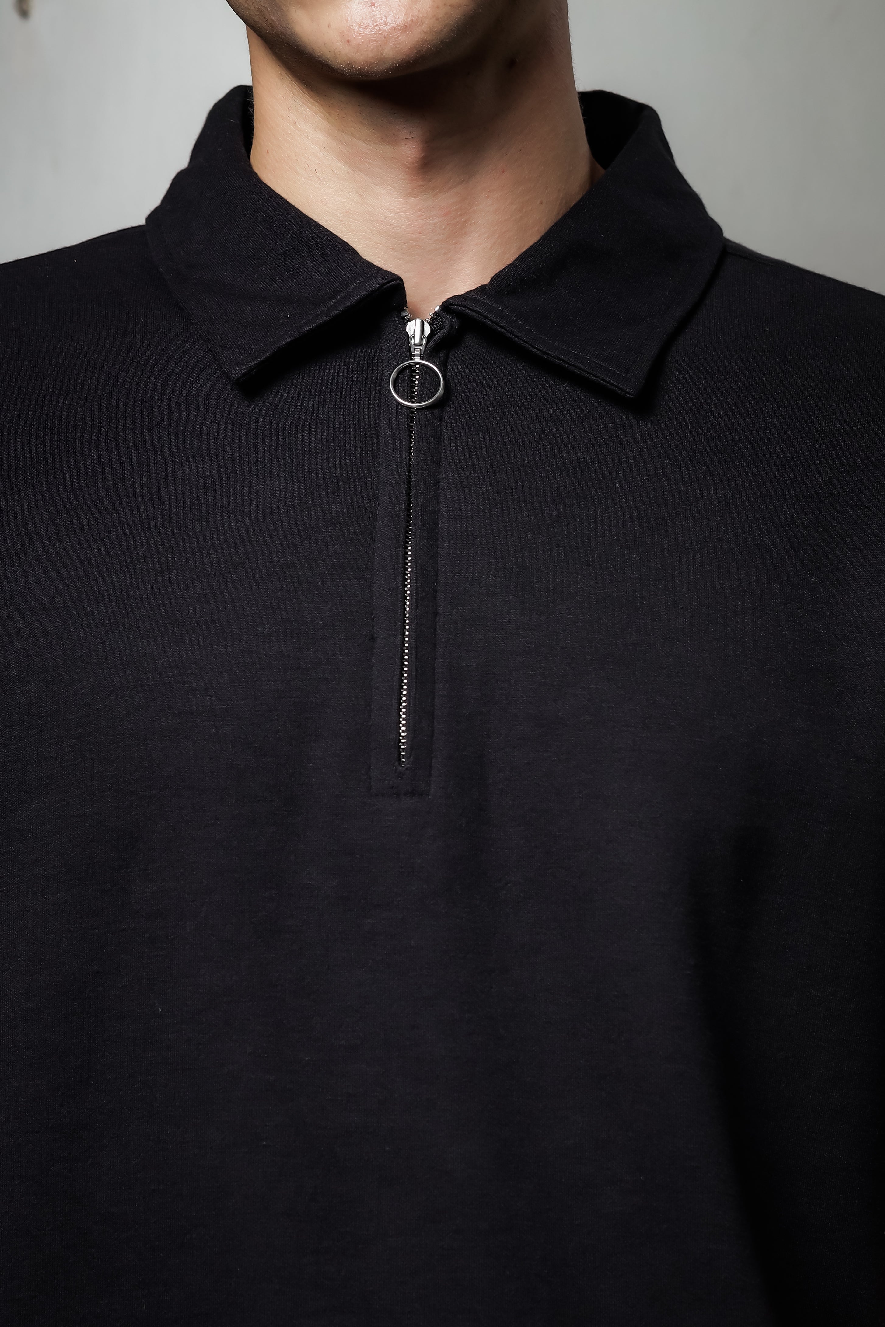 Black Zipper Polo Shirt