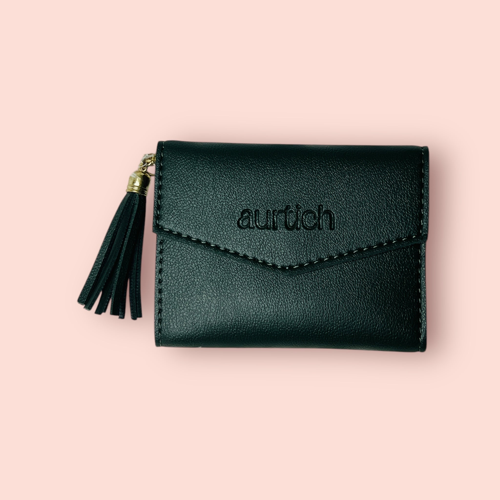 Auritch Compact Leather Wallet with Tassel Charm – Multiple Colors