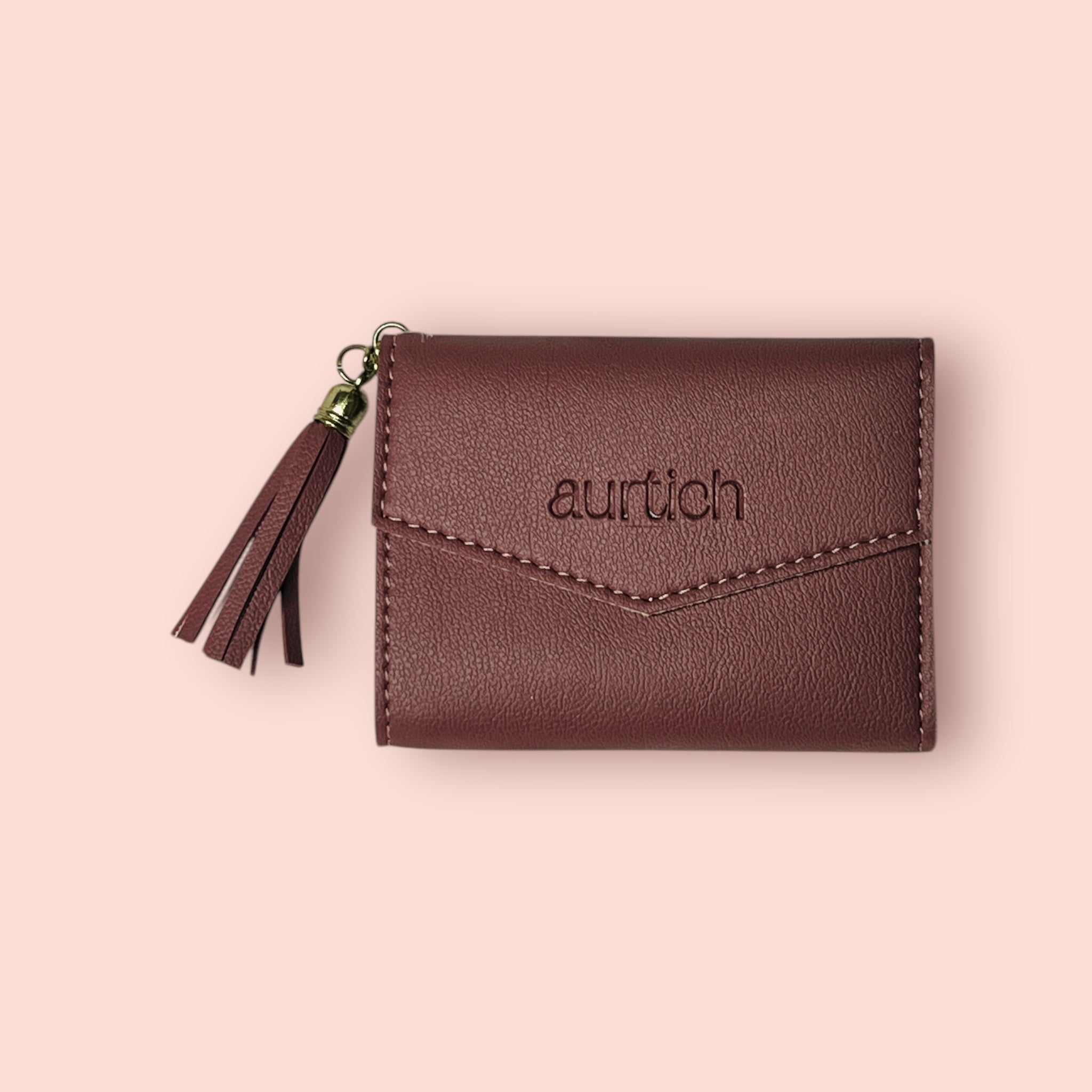 Auritch Compact Leather Wallet with Tassel Charm – Multiple Colors